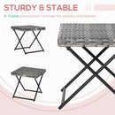 Tavolino da Giardino Pieghevole Salvaspazio 40x40x40 cm in Rattan Sintetico e Acciaio Grigio