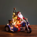 Statuina Babbo Natale con Side Car con Led 31 cm in Porcellana