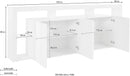 Credenza con 4 Ante e Ripiani in Vetro a Giorno 220x40x80 cm Essential 3A Bianco Lucido  