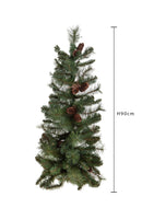 Mini Albero di Natale Artificiale Abete da Parete H90 cm con Pigne 78 Tips Verde
