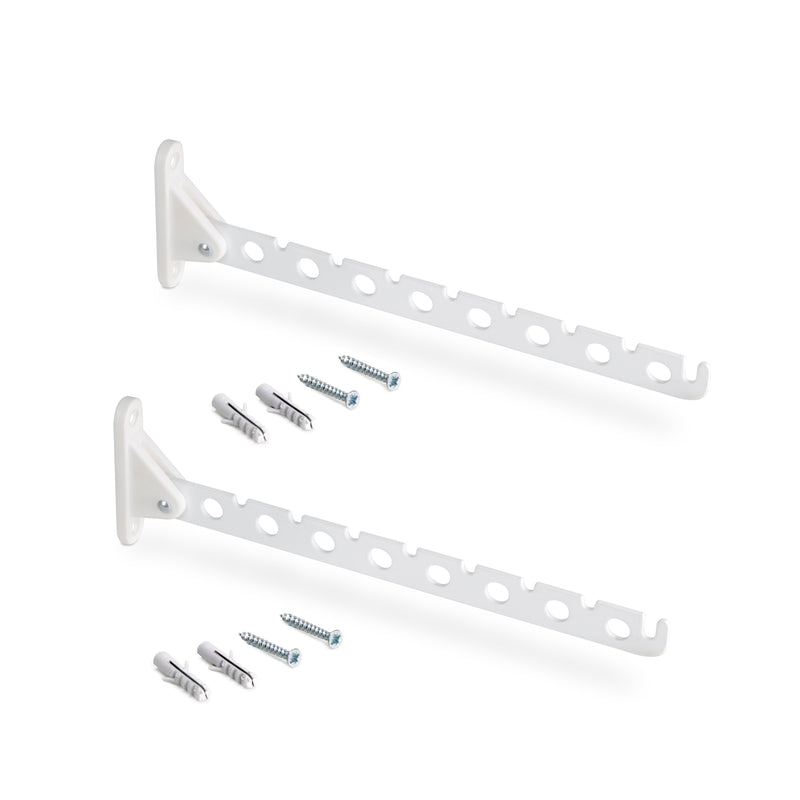 Set 2 Appendiabiti Pieghevoli da Parete 32 cm in Acciaio Emuca Bianco