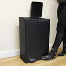 Pattumiera Per Raccolta Differenziata 47x71x36 cm due Scompart 60 Litri in Acciaio Nero