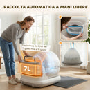 Lettiera Autopulente per Gatti 58,1x47,5x53 cm con Telecamera HD Contenitore da 7L e Sensori in PP e ABS Bianco e Grigio      
