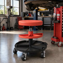 Sgabello da Officina con Ruote 6 cm 38x38x40-51 cm Capacità 135 kg con Vassoi Porta Utensili in Acciaio Arancione      