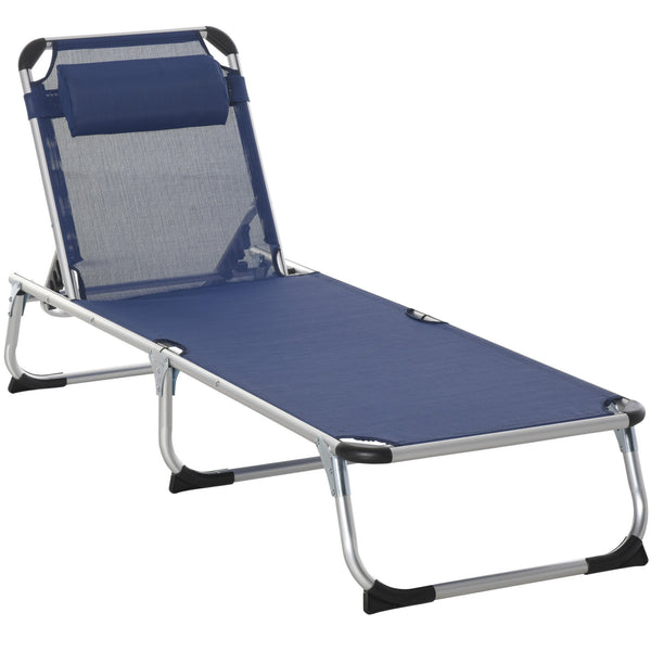 Klappbare Garten-Sonnenliege 60 x 170 x 76 cm aus Aluminium und blauem Textilene sconto