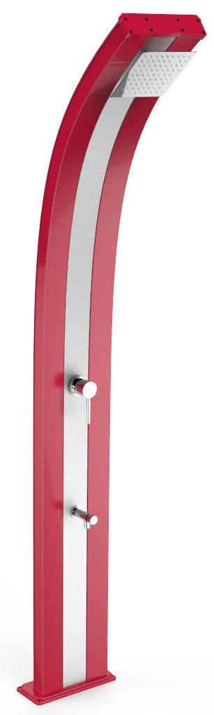 acquista Doccia Solare da Esterno Giardino 40L Miscelatore e Lavapiedi Arkema Dada Fascia Inox Cherry