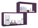 Set 2 Mensole Cubo da Parete Rettangolare in Fibra di Legno Bislugno  Viola Melanzana
