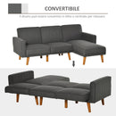 Divano Letto Angolare 194x134x78 cm con Penisola in Legno e Tessuto Grigio Scuro