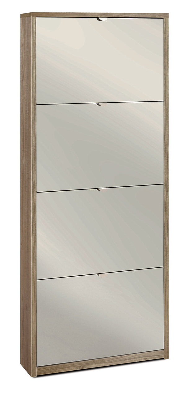 prezzo Scarpiera Salvaspazio 4 Ante con Specchio 10 Paia  63x154x18 cm Noce Stelvio