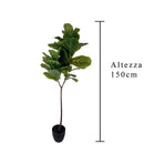 Ficus Lyrata Artificiale in Vaso con 34 Foglie Altezza 150 cm Verde