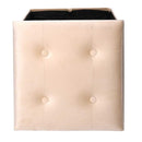 Pouf Contenitore Pieghevole 38x38xh38 cm in Velluto Crema