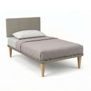 Letto Singolo con Rete Rivestita Similpelle Cappuccino Tessis Testata Square Varie Misure