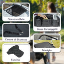 Passeggino per Cani Taglia Grande 124x67x100 cm Pieghevole con Finestre a Rete e Guinzagli Grigio  