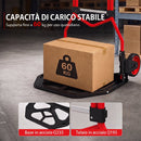 Carrello Portapacchi 38,5x40x102 cm con Maniglia Telescopica Portata 60 kg e Telaio in Acciaio Rosso      