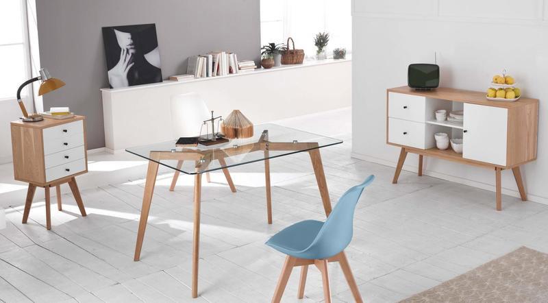 Set 4 Sedie 52x48,5x82 cm in Similpelle e Legno di Faggio Tommy Blu