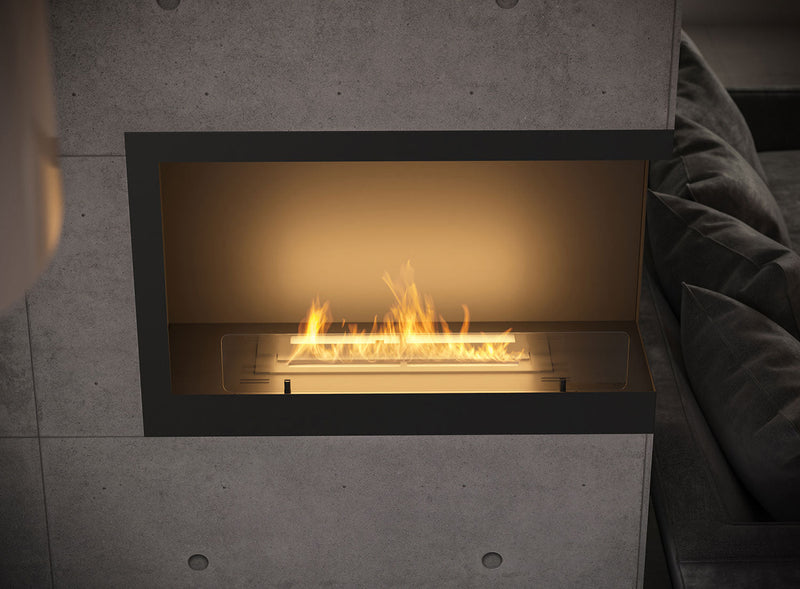 Camino a Bioetanolo da Incasso 84x54 cm Inside P800 V1 Angolo a Destra Nero con Vetro