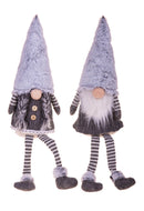 Set di 2 Elfi in Tessuto H34 cm in Tessuto Bianco/Grigio