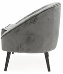 Poltrona Imbottita in Velluto con Gambe in Legno Soriani Grigio Chiaro