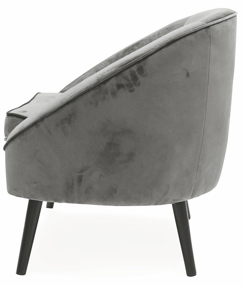 Poltrona Imbottita in Velluto con Gambe in Legno Soriani Grigio Chiaro