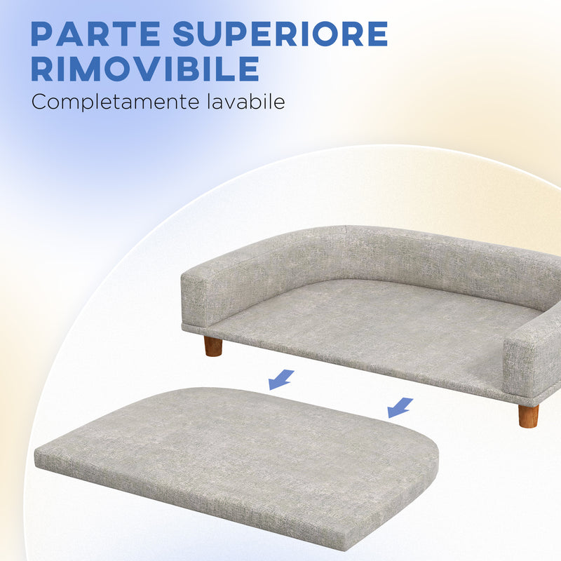 Cuccia per Cani di Taglia Grande Divano con Cuscino Sfoderabile 98x67x25 cm Grigio  