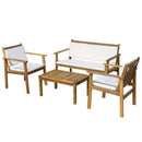 Set Salotto da Giardino Divano 2 Poltrone con Cuscini e Tavolino in Legno di Acacia