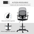 Sedia Poltrona Operativa da Ufficio 60x56x110-132 cm in Tessuto a Rete Nera