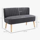 Divano 2 Posti 117x56,5x77 cm Senza Braccioli con Gambe in Legno in Tessuto Effetto Lino Grigio Scuro      