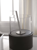 Biocamino da Tavolo 22x22xH27 cm in Metallo e Vetro Duecilindri Nero