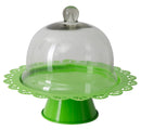 Porta Dolci Fan Verde Ø27,5x22,5 cm in Ferro e Vetro Verde