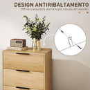 Cassettiera 4 Cassetti Antiribaltamento 62x35x105 cm in Legno e Metallo Marrone scuro   