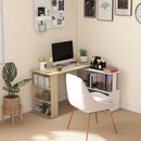 Scrivania Angolare con Piano Girevole a 360° e 5 Ripiani 120x110x74,5 cm in Truciolato Color Legno Bianco      