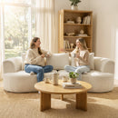 Divano modulare 3 Posti 260x106x82 cm con Seduta Ampia e Cuscini in Chenille Crema      