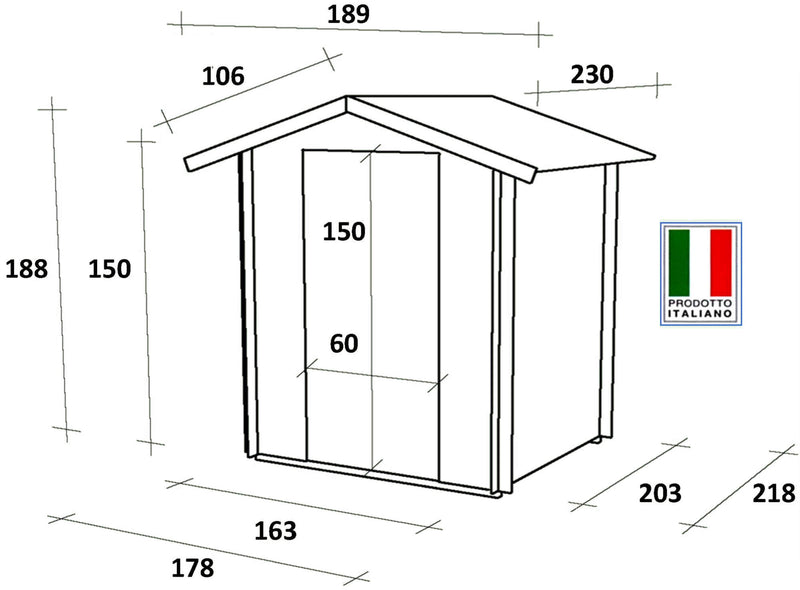 Casetta Box da Giardino per Attrezzi 178x218 cm con Porta Singola Cieca in Legno Naturale
