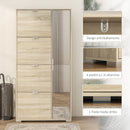 Scarpiera 4 Cassetti Ribaltabili e 2 Armadietti con Specchio 16 Paia di Scarpe 82x30x168 cm Rovere  