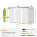 Ripostiglio da Giardino 280x130x172 cm con 2 Prese d'Aria e 2 Porte Scorrevoli in Acciaio Grigio Chiaro      
