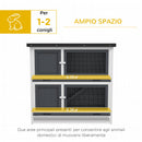 Conigliera a 2 Livelli con Rampa e 2 Vassoi Estraibili 97x44x91 cm in Legno di Abete e Bitume Grigio   