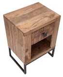Comodino Mumbai 45x35x62 cm in Legno di Acacia e in Ferro Marrone e Nero