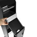Posacenere a Colonna con Cestino 34,5x119,5x31 cm in Metallo Nero Opaco 14L per Interno Esterno