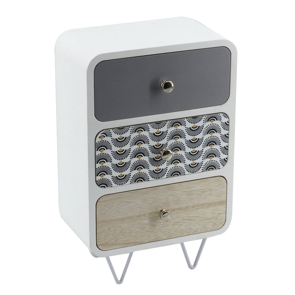 prezzo Rechteckige Artemide-Aufbewahrungsbox aus Holz 3 Schubladen cm 20x12xh31,5