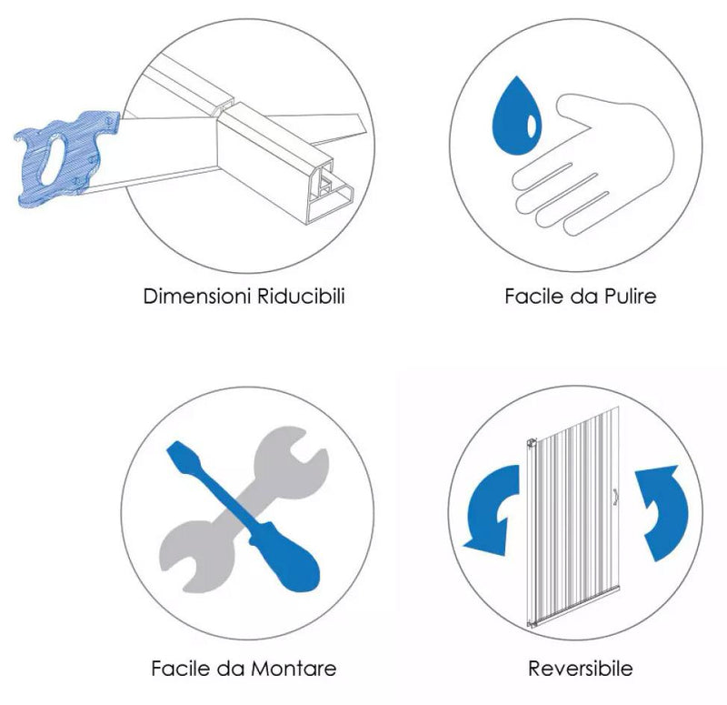 Sopravasca Lineare 1 Anta Scorrevole in PVC H150 cm Dorini Bianco Varie Misure