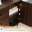 Credenza Moderna per Soggiorno 127x40x76 cm 2 Armadietti e 3 Cassetti in Truciolato e Legno Marrone