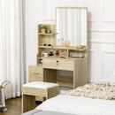 Consolle Trucco con Specchio 80x38x143 cm con Sgabello in Truciolare Color Legno 