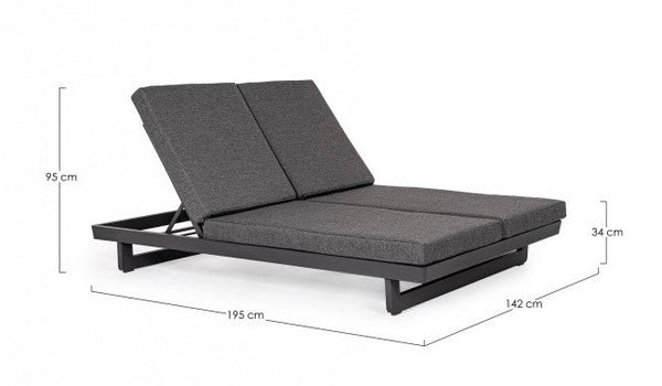 sconto Lettino Prendisole da Giardino Matrimoniale 142x195x95h cm con Cuscini Infinity Antracite