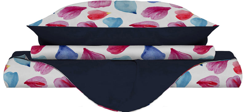 Copripiumino con Stampa sul Sacco e Federe Doubleface Petali