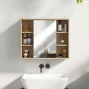 Armadietto con Specchio 60x14,5x49,4 cm con 3 Ripiani Laterali e Ripiano Regolabile Interno in MDF e Truciolato      