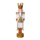 Soldatino Schiaccianoci in resina bianco e oro cm 9,5x8xh45,5