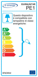 Applique 1xE27 Montatura Verniciata Nero Oro Satinato E-Energy Elvira