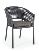 Set 4 Sedie 57x60x80h cm con Braccioli e Cuscini Florencia Antracite