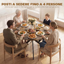 Tavolo da Pranzo Rotondo Stile Industriale Ø100x75 cm con Piano in Truciolato e Gambe a Croce in Acciaio Marrone Rustico      