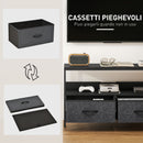 Mobile Porta TV 98x29x56 cm da 47" con Cassetti Pieghevoli in Tessuto e Mensola in Metallo e MDF Nero      